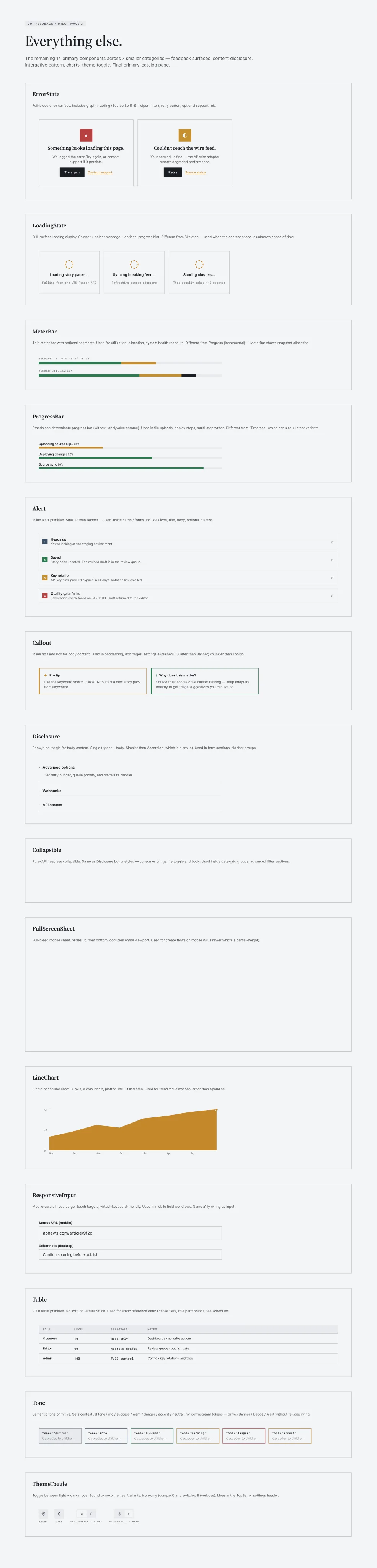 Catalog · Feedback + Misc — light theme