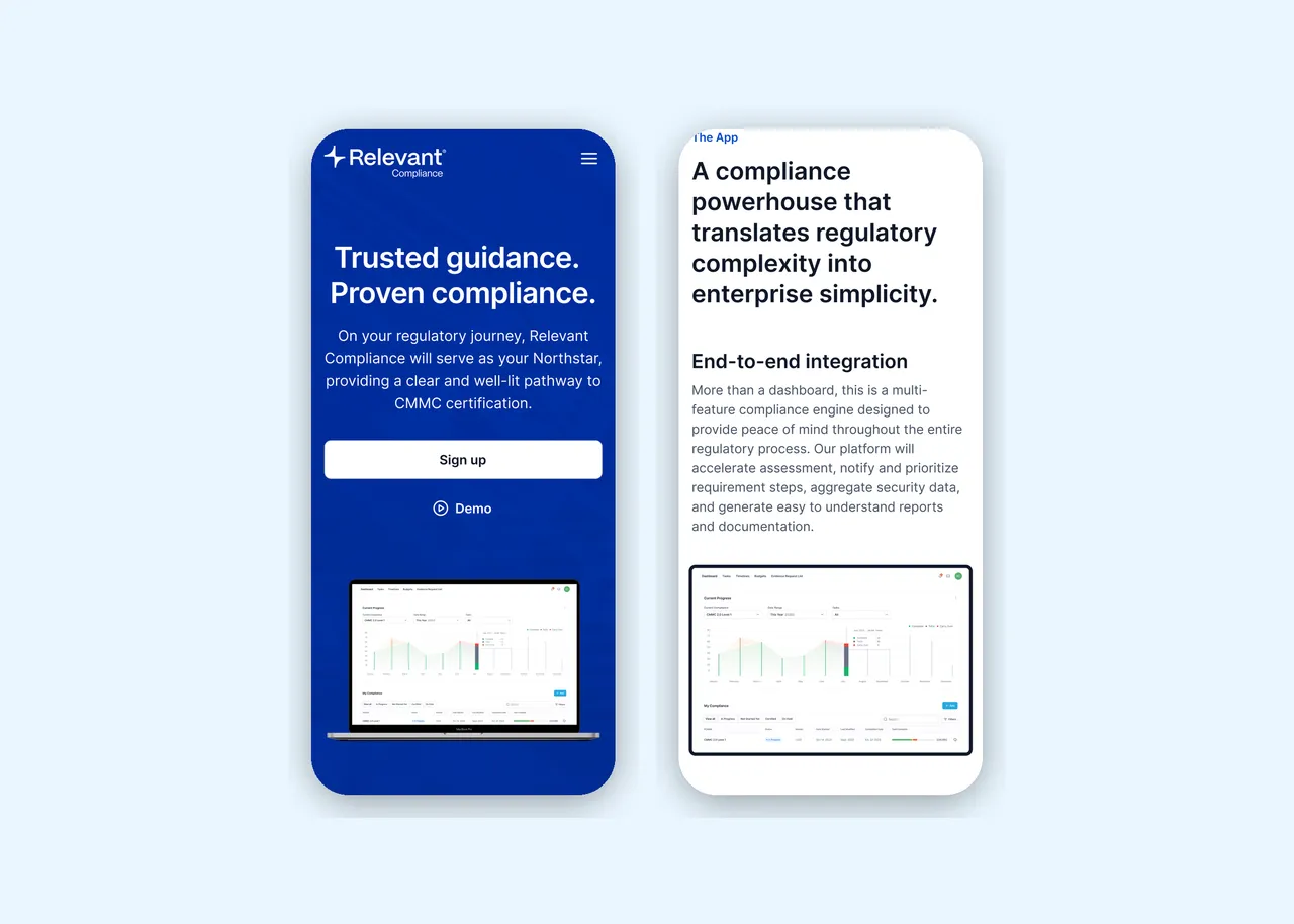 Sprint 2 redesign: the responsive landing at 375 wide.